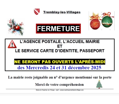 FERMETURES EXCEPTIONNELLES