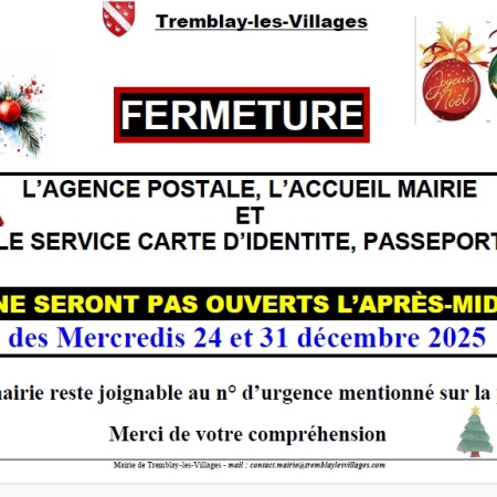 FERMETURES EXCEPTIONNELLES