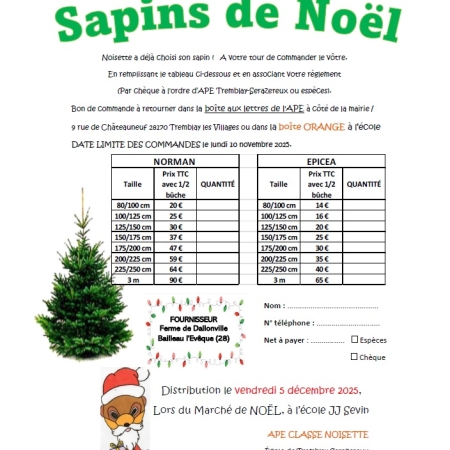 Vente de sapins avec l'APE