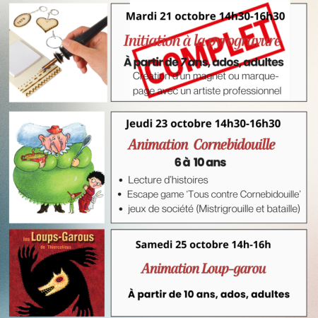 Animations vacances d'octobre à la bibliothèque